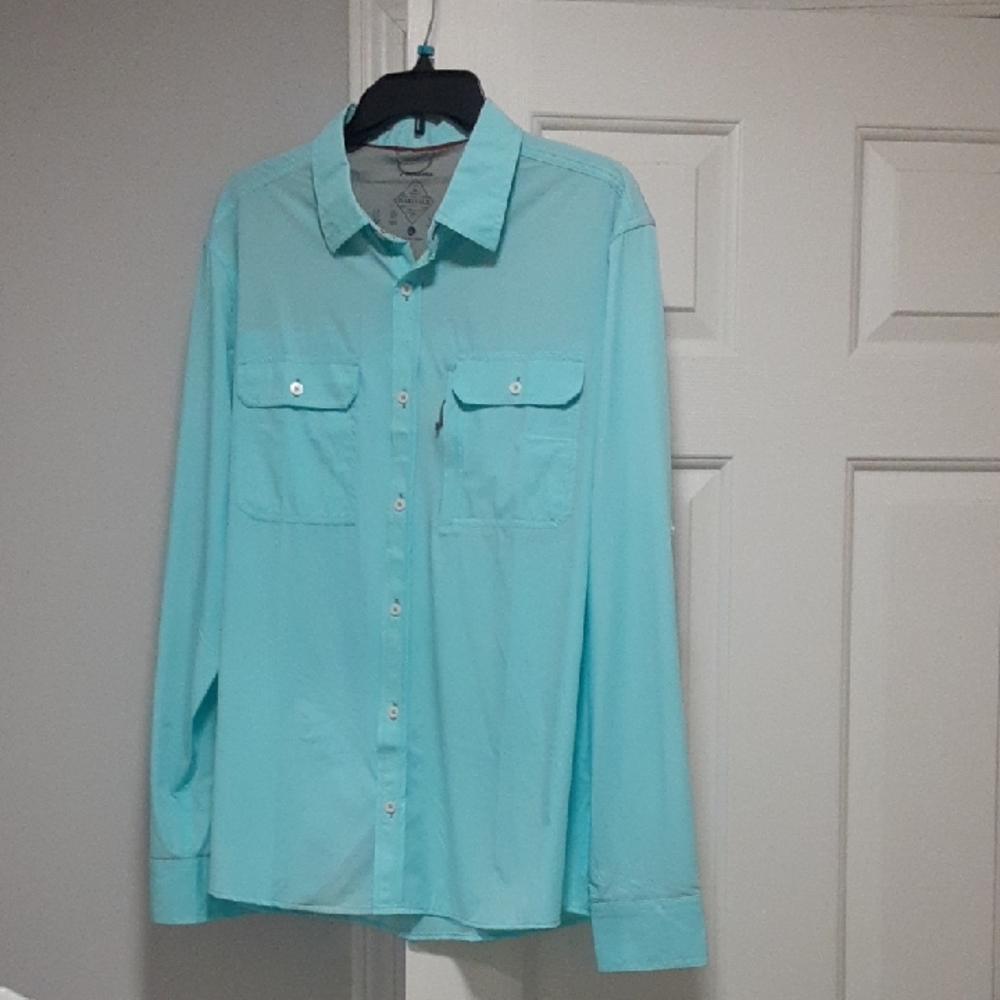Flag & Anthem Mens Button Down Summer Shirt. Upf Protection. Size Large. NWT.